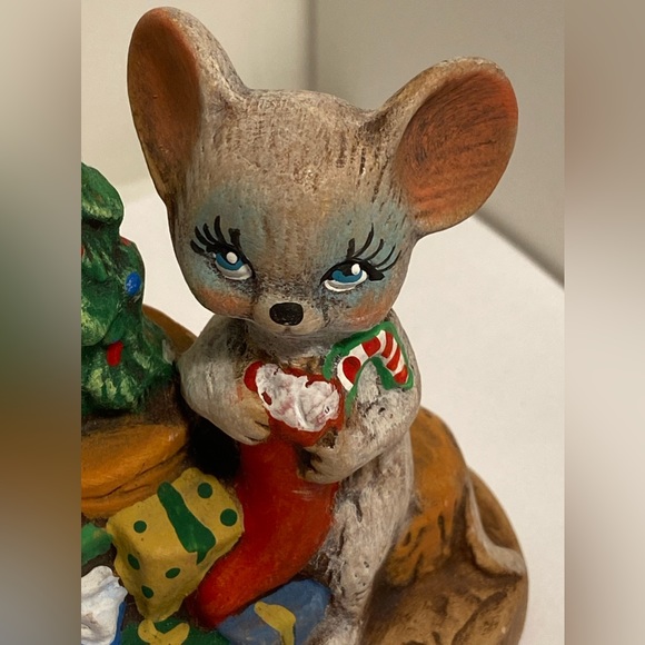 MCM Vintage Mouse  Mice Couple at Christmas Holiday Figurine hand painted - Picture 4 of 16